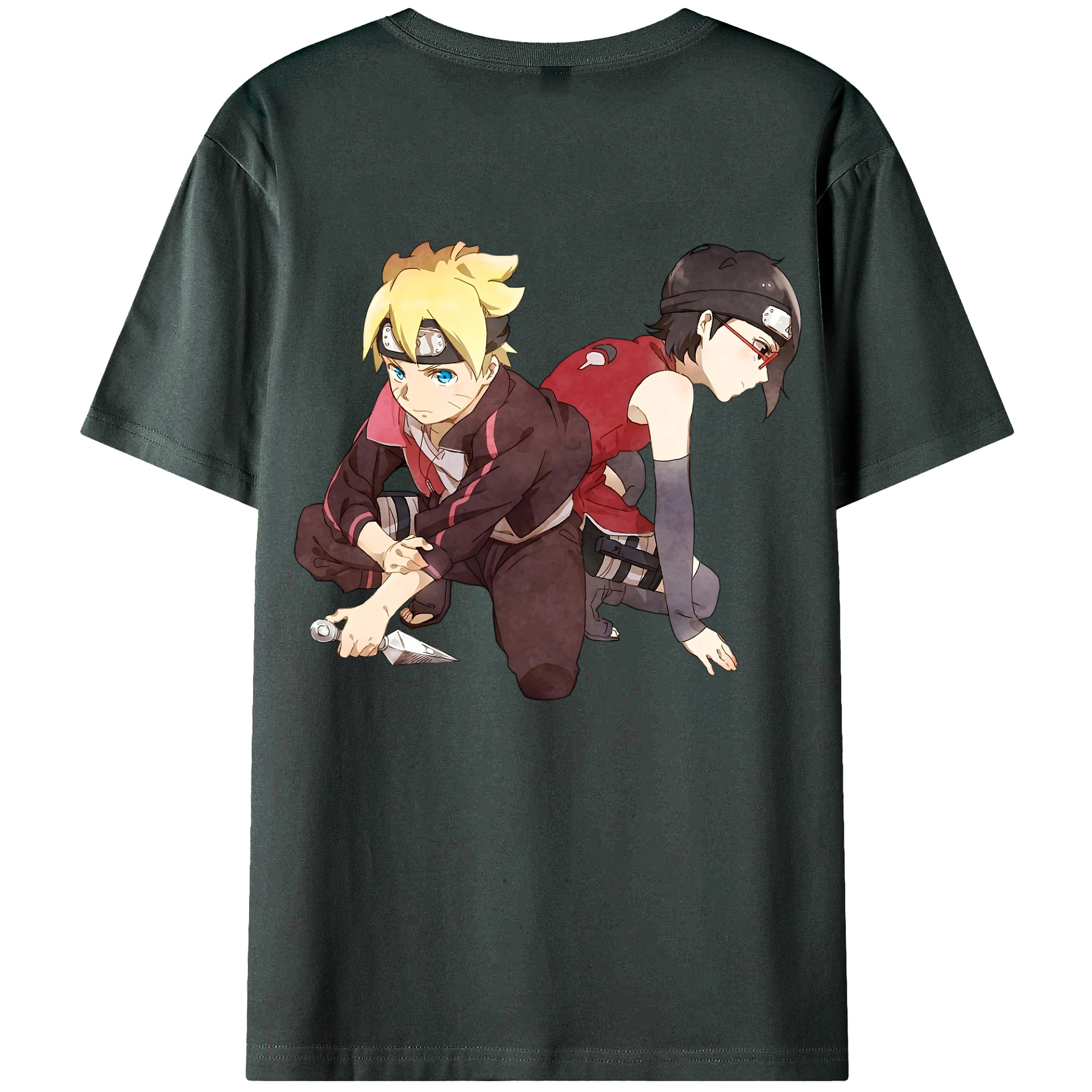 （画像用） NARUTO -ナルト- うちは サラダ Uchiha Sarada 綿100％ メンズ半袖Tシャツ（バックプリント） 通気性
